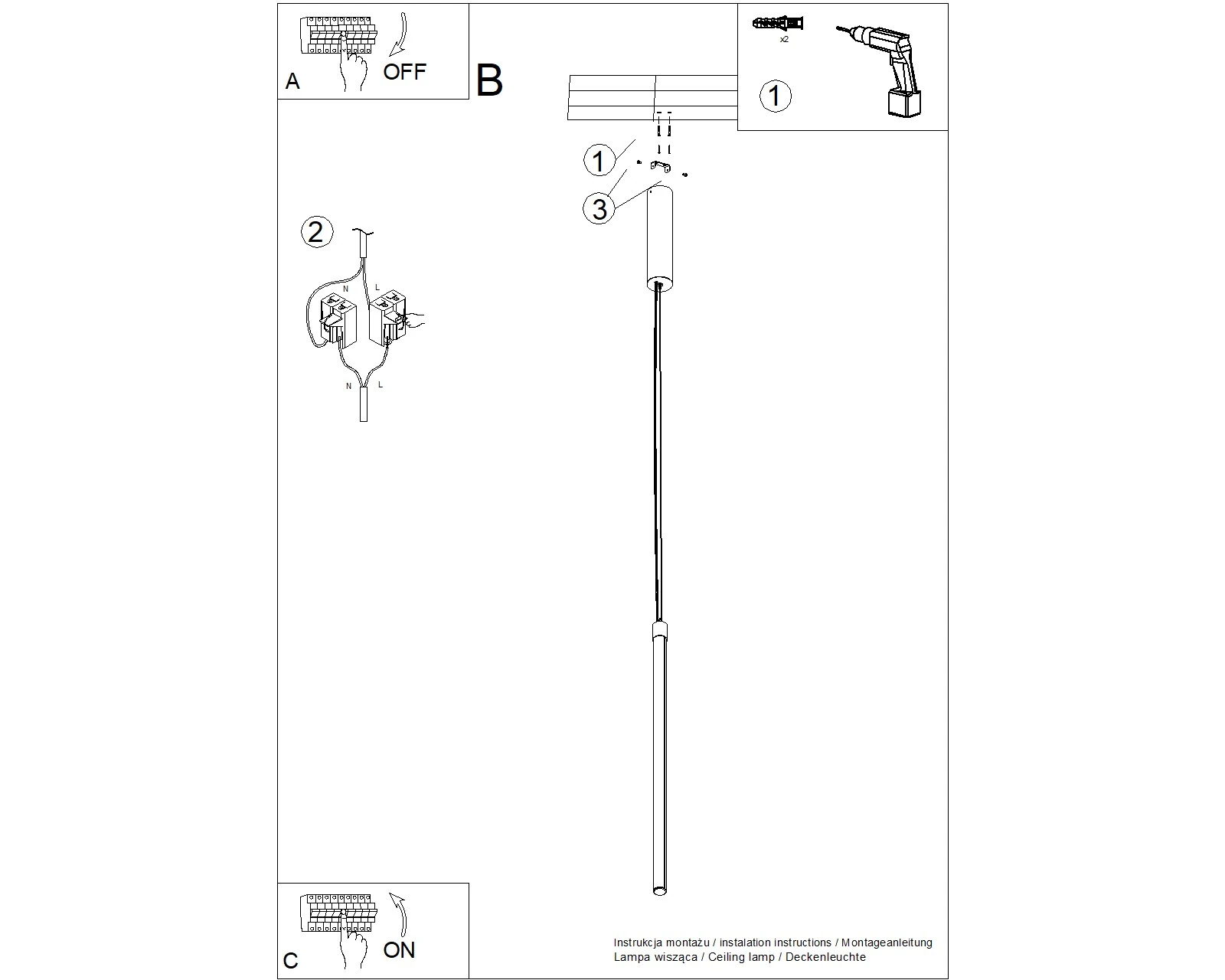 Pendant lamp 26.6 W – linear, burgundy, CRI98