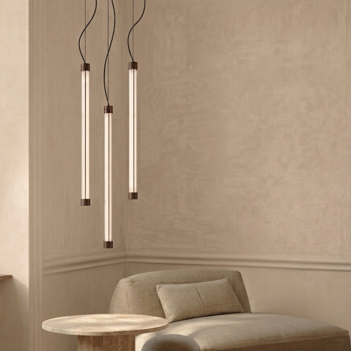 Pendant lamp 26W – linear, brown, DALI dimmable