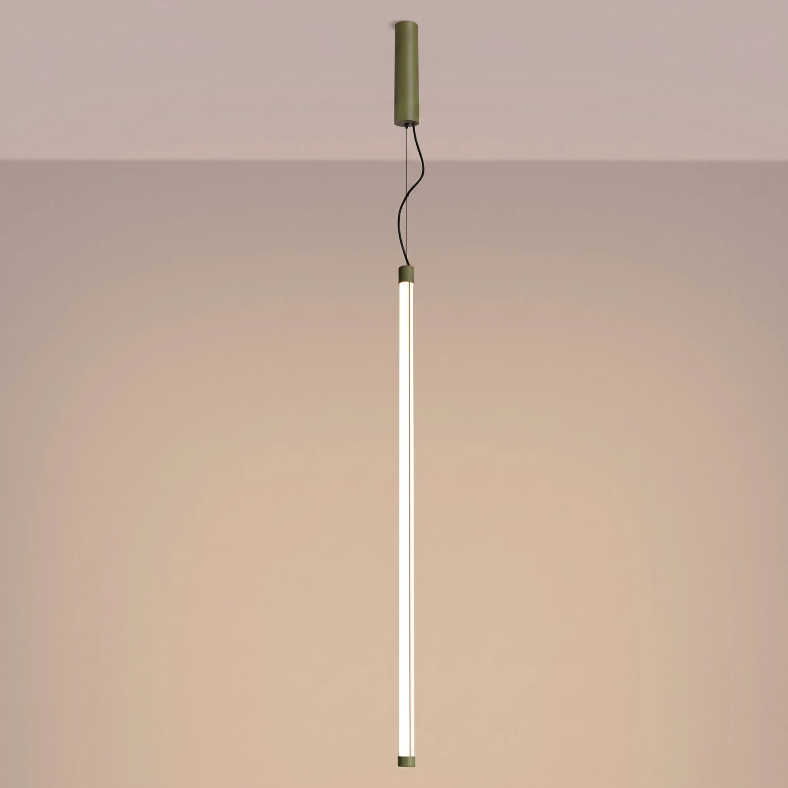 Pendant LED lamp 26W – linear, olive green, DALI