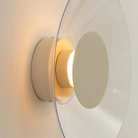 Sieninis šviestuvas 28 cm – apvalus, smėlio spalvos, šiltas LED - Nuotrauka 5