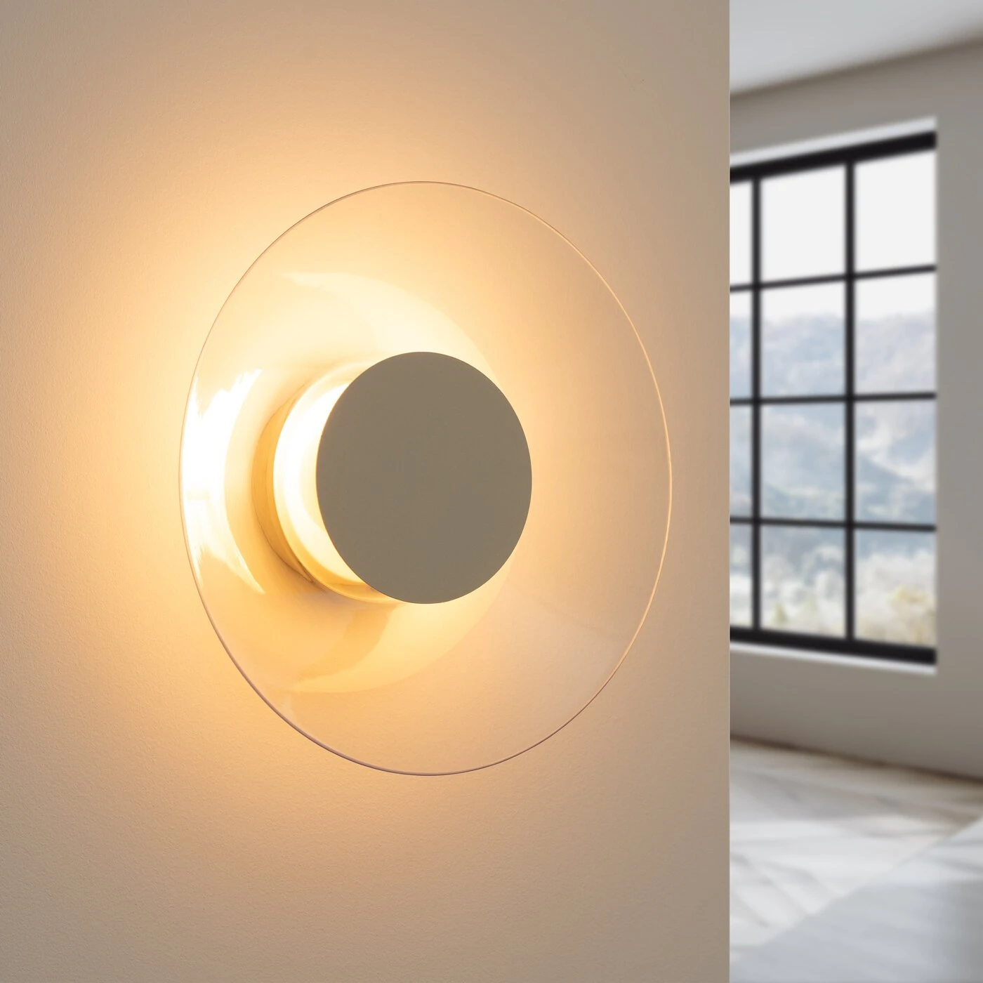 Sieninis šviestuvas 28 cm – apvalus, smėlio spalvos, šiltas LED