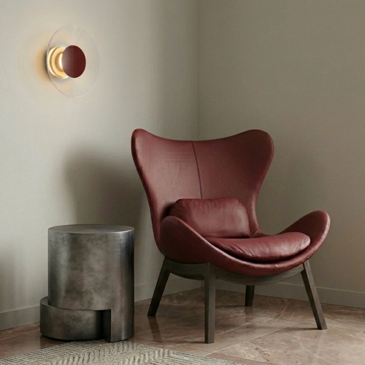 Sieninis šviestuvas 28 cm – apvalus, smėlio spalvos, LED 4000K