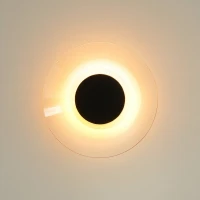 Sieninis šviestuvas 28 cm – apvalus, juodas, šiltos LED šviesos - Nuotrauka 4