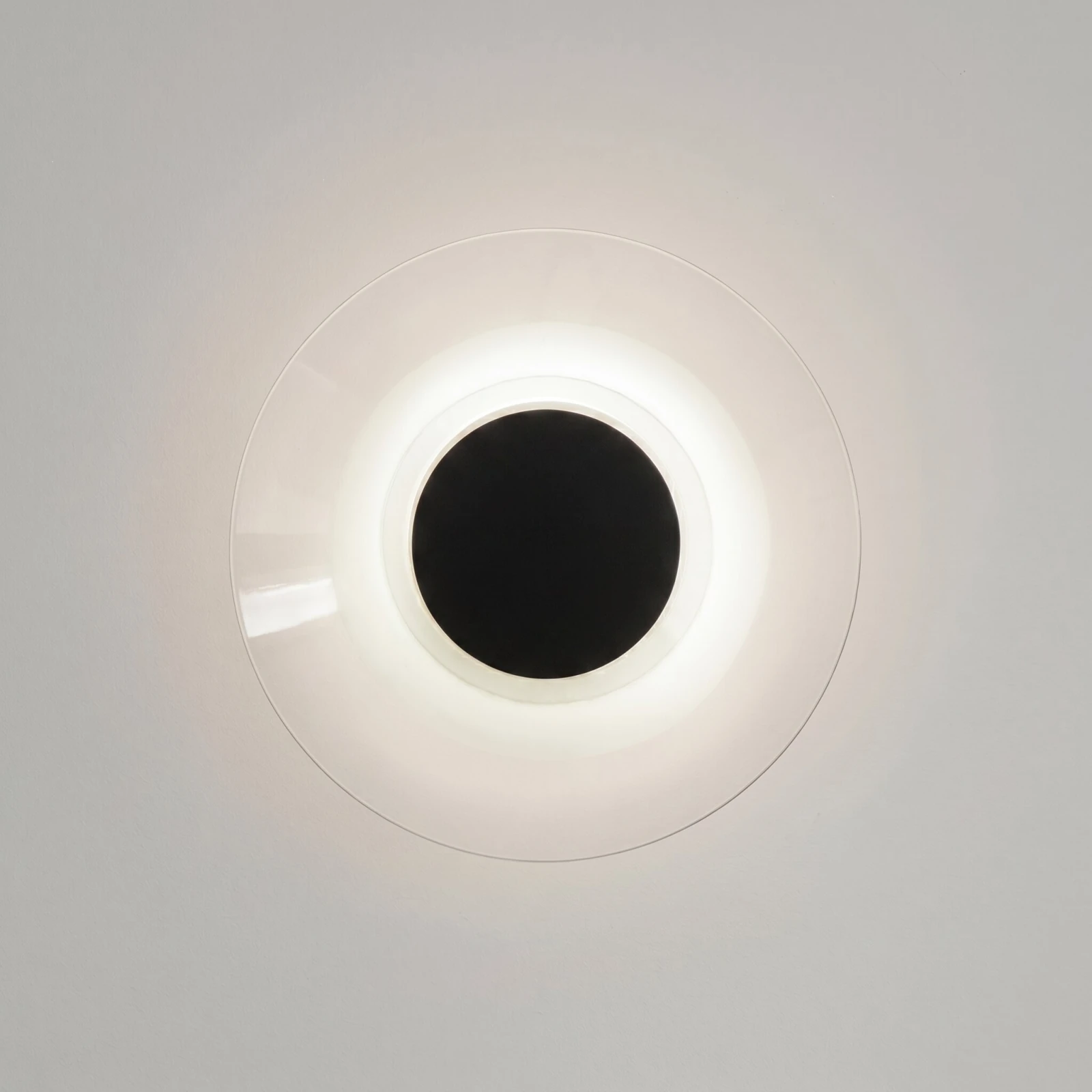 Wall lamp 28 cm – round, black, clear plexi accent