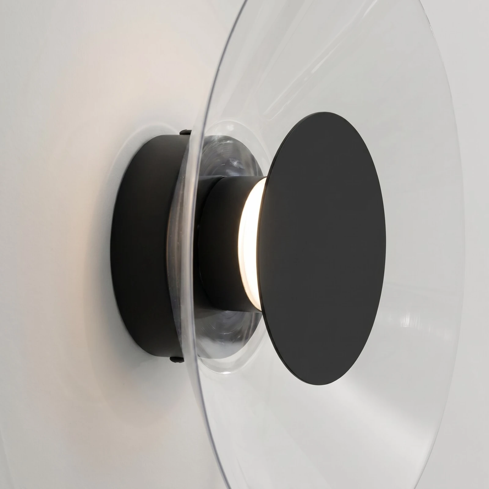 Wall lamp 28 cm – round, black, clear plexi accent