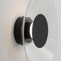 Wall lamp 28 cm – round, black, clear plexi accent - Image 5