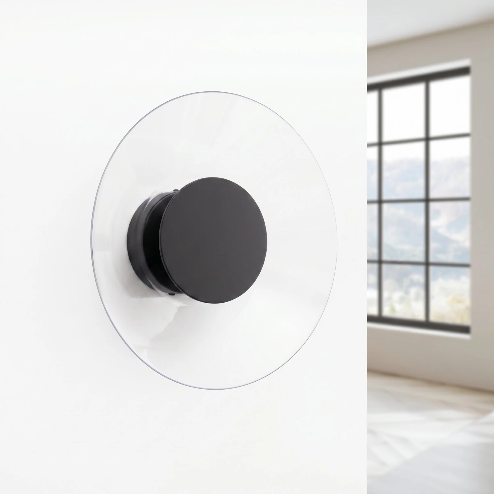 Wall lamp 28 cm – round, black, clear plexi accent