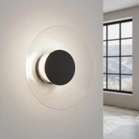 Wall lamp 28 cm – round, black, clear plexi accent - Image 1