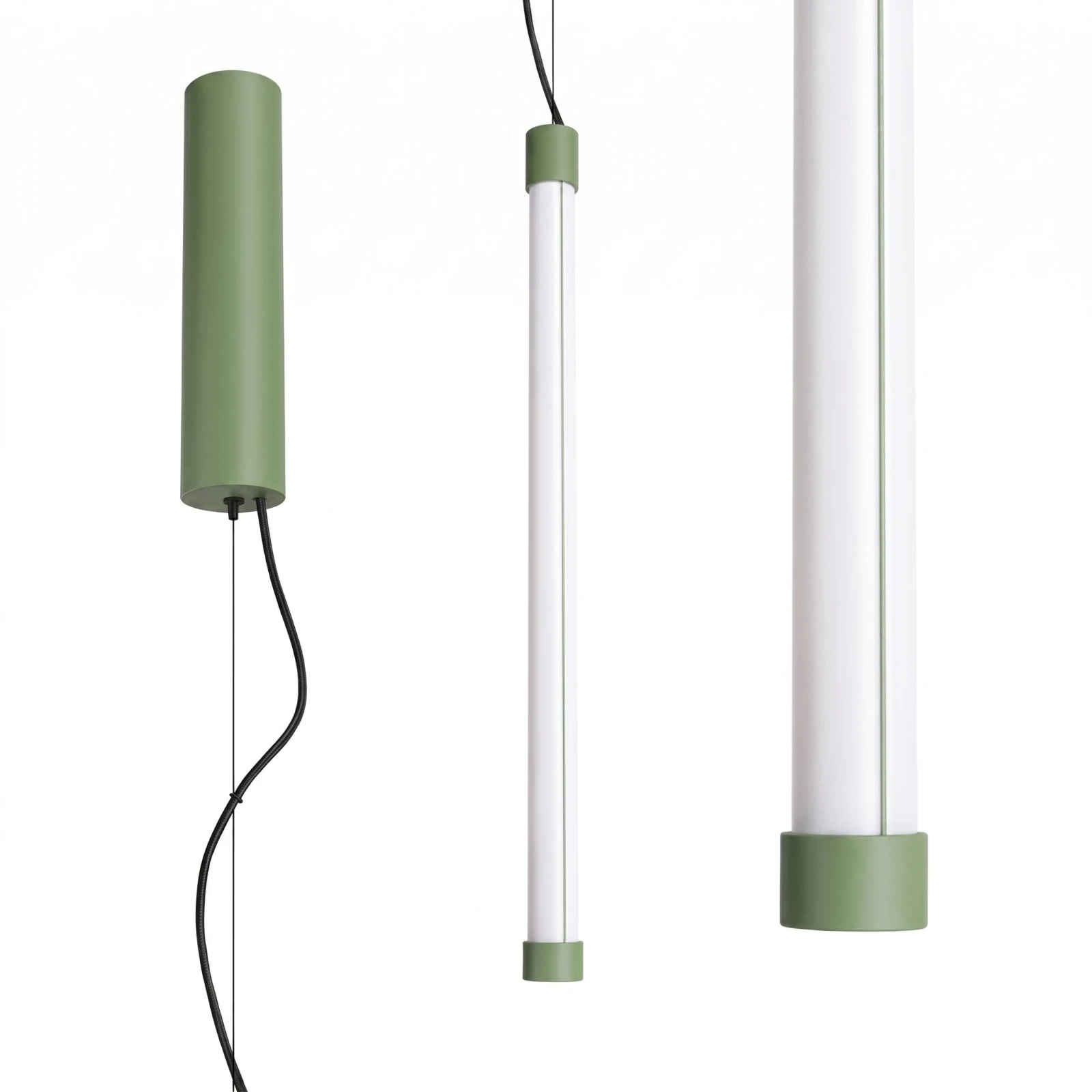 Pendant lamp 13W – linear tube, sage, DALI dimmable