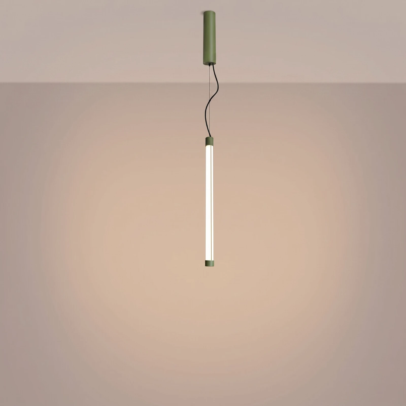 Pendant lamp 13W – linear tube, sage, DALI dimmable