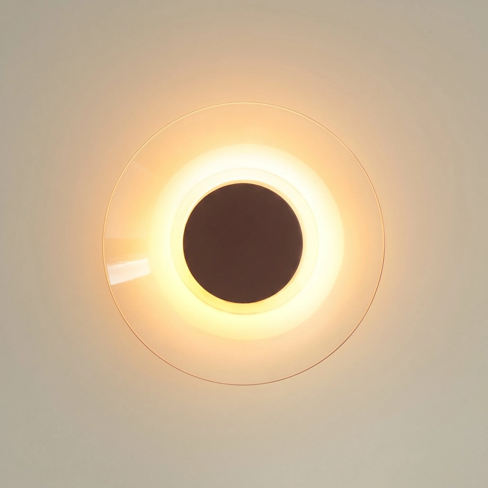 Wall lamp 28 cm – round, brown, warm LED glow