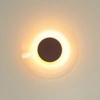 Wall lamp 28 cm – round, brown, warm LED glow - Image 4