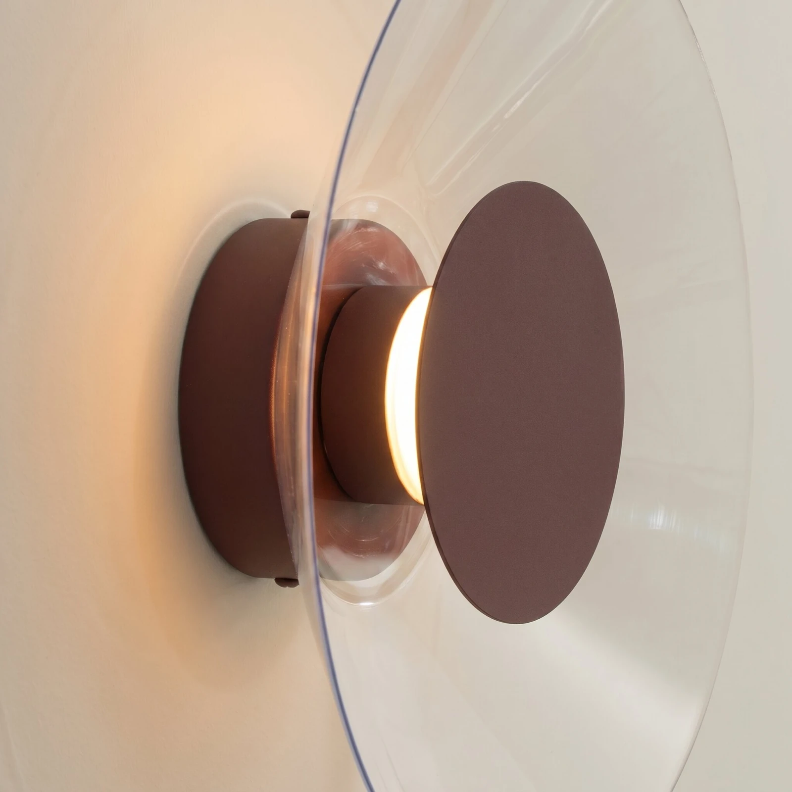 Wall lamp 28 cm – round, brown, warm LED glow