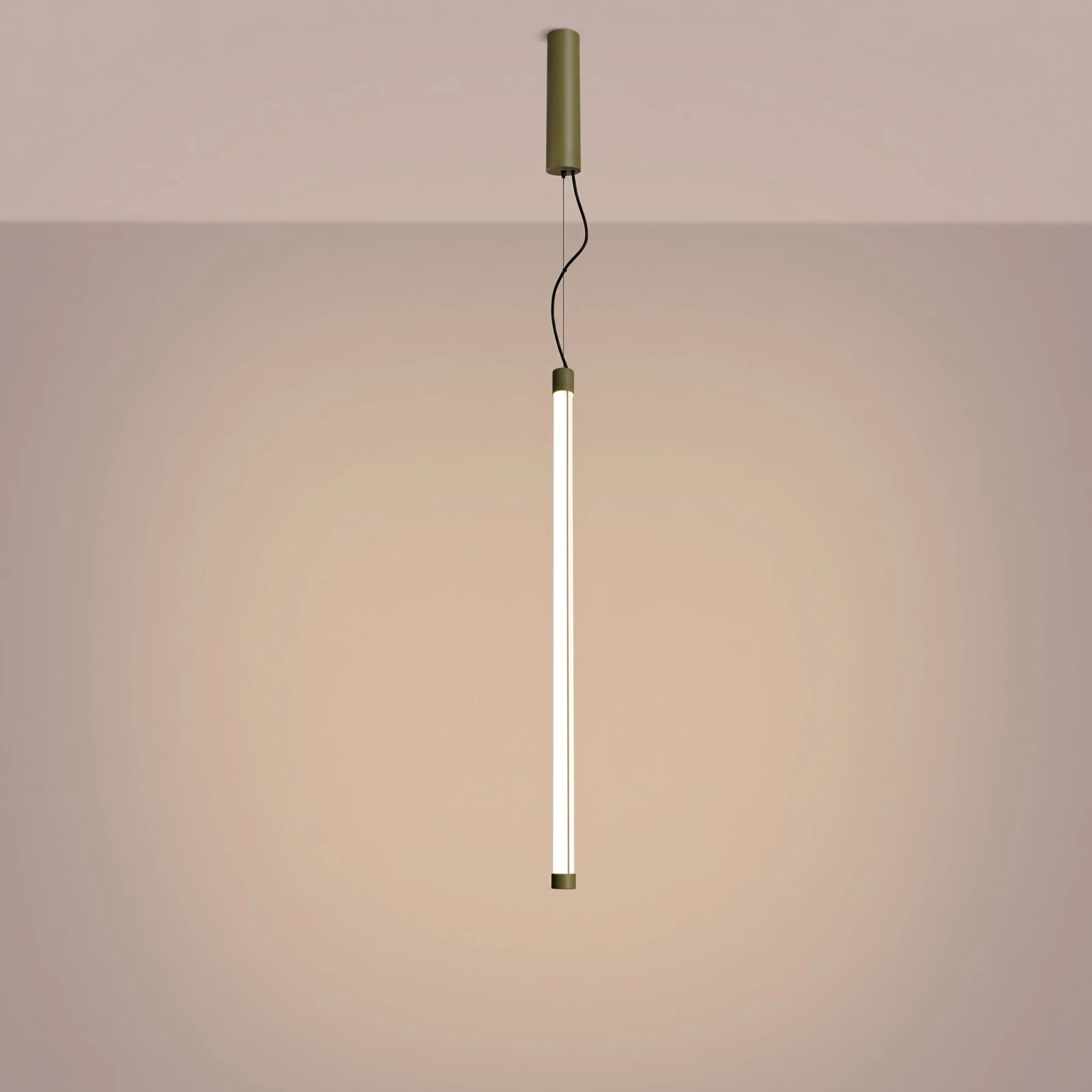 Pendant LED lamp 18.2W – linear, olive green, DALI