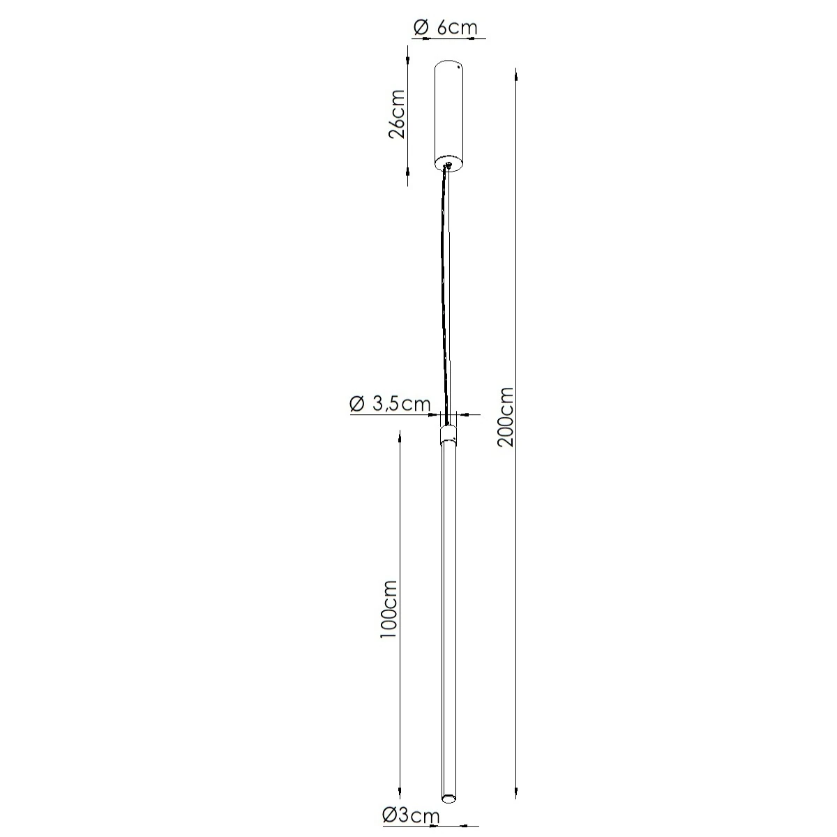 Pendant lamp 200 cm – linear, peach, DALI dimmable