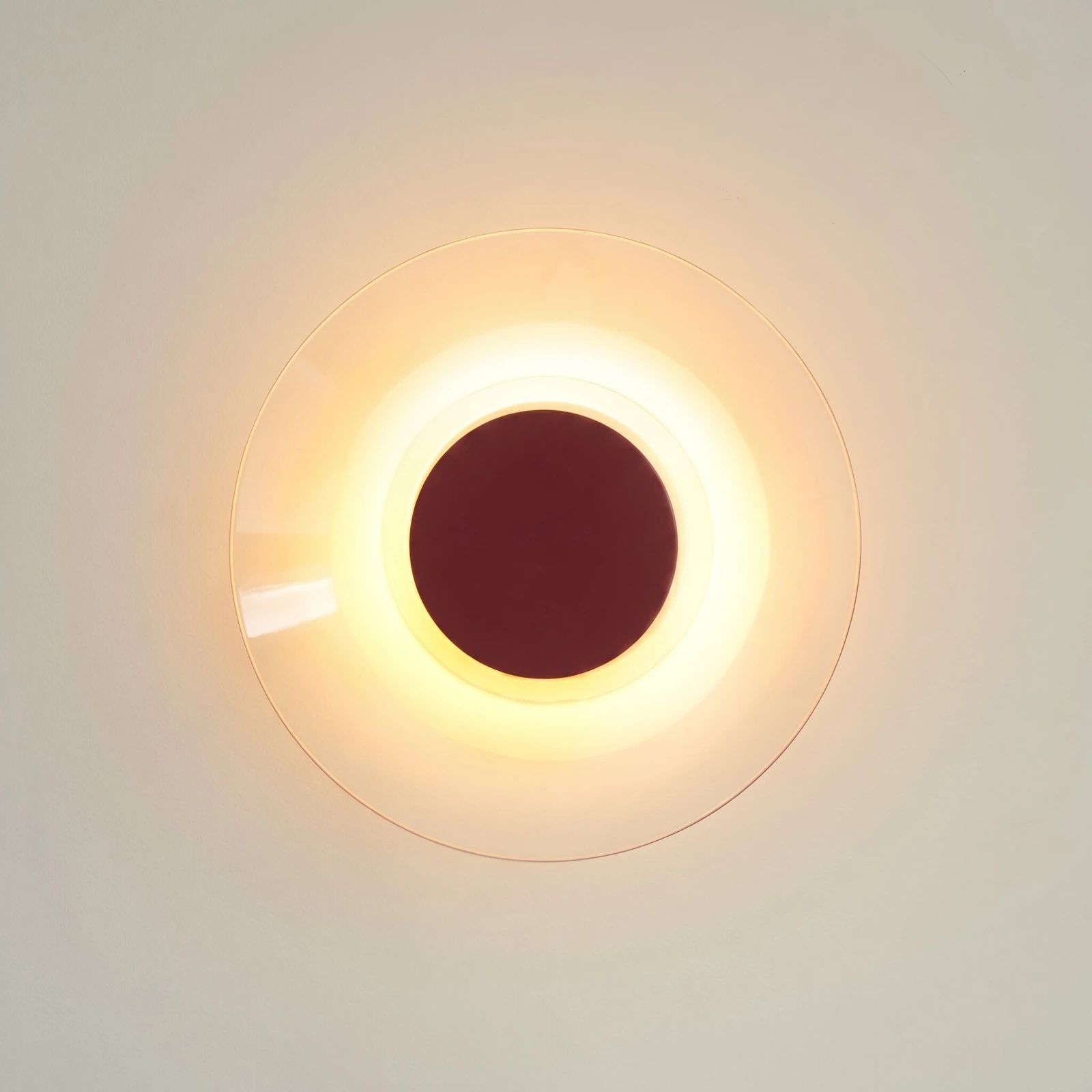 Sieninis šviestuvas 28 cm – apvalus, burgundiškas, šiltas LED