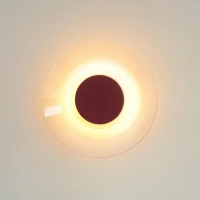 Sieninis šviestuvas 28 cm – apvalus, burgundiškas, šiltas LED - Nuotrauka 4