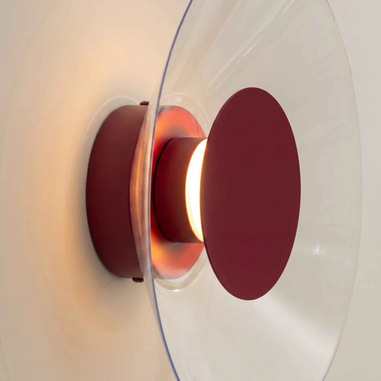 Sieninis šviestuvas 28 cm – apvalus, burgundiškas, šiltas LED