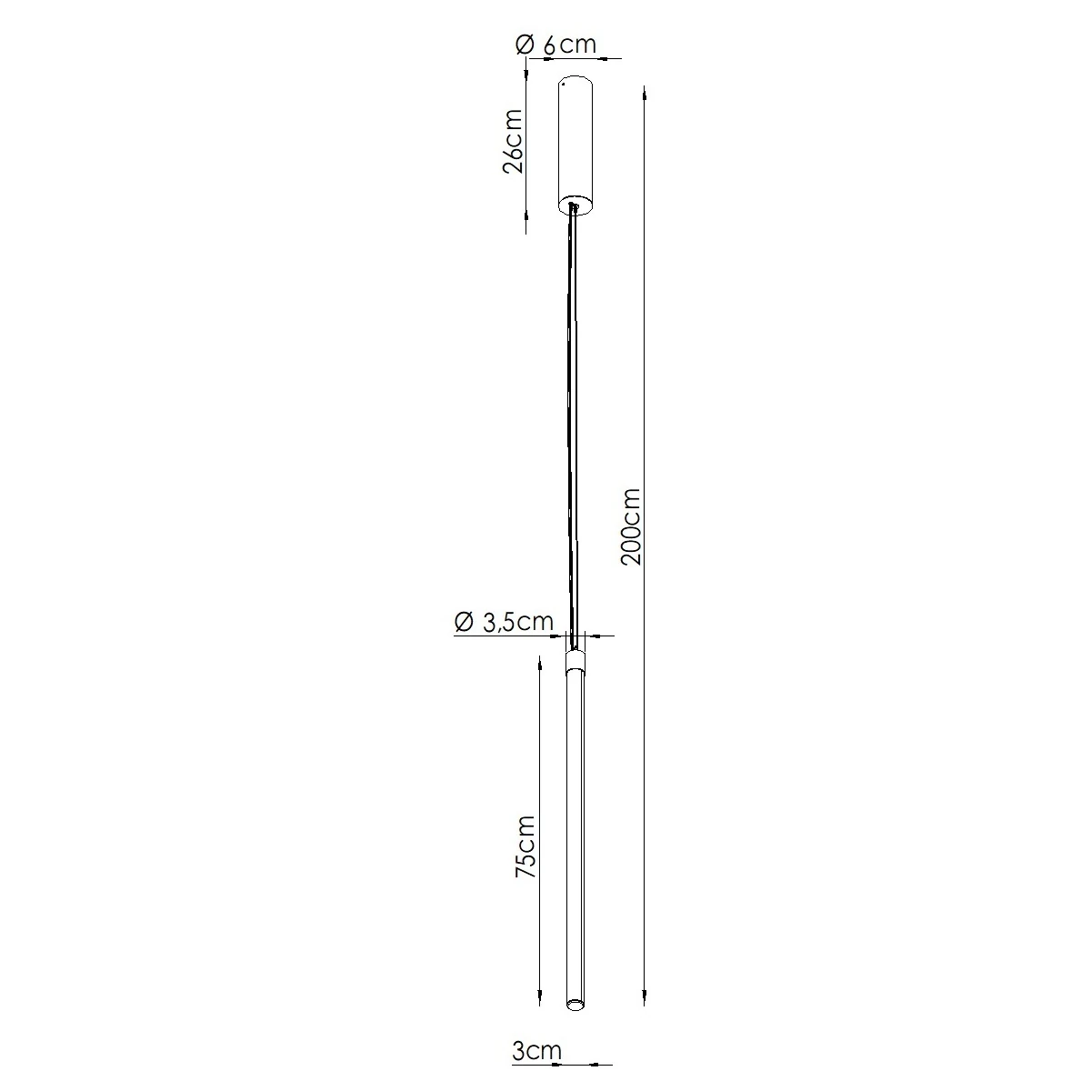 Pendant lamp 200 cm – linear, yellow, DALI dimmable