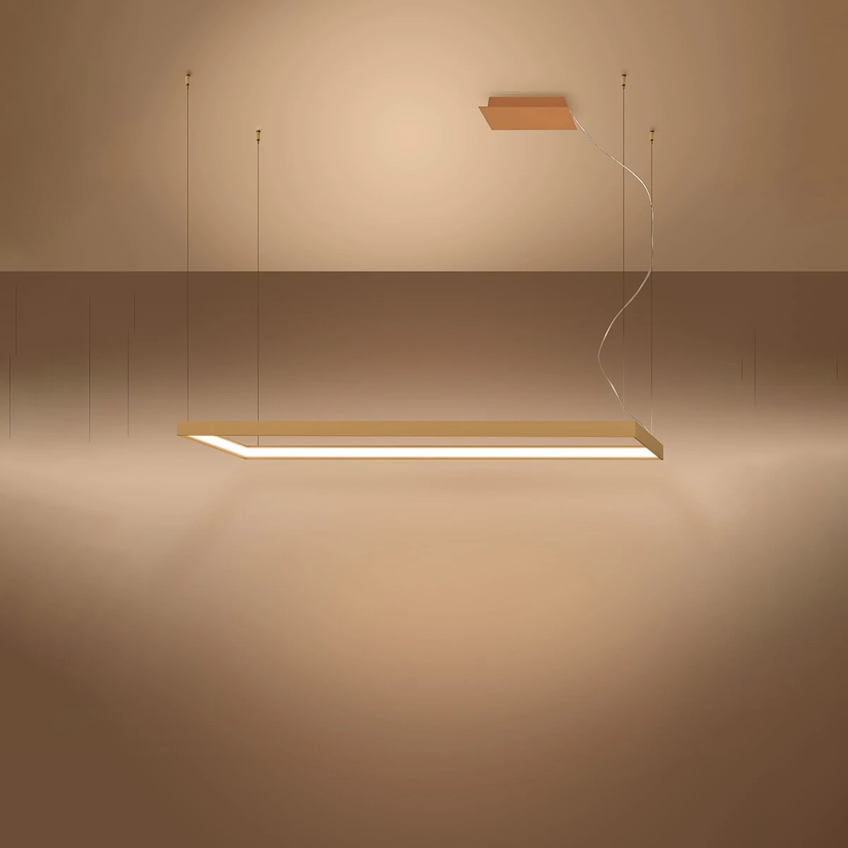 Pakabinamas LED šviestuvas 50W – linijinis, auksinis, CRI93