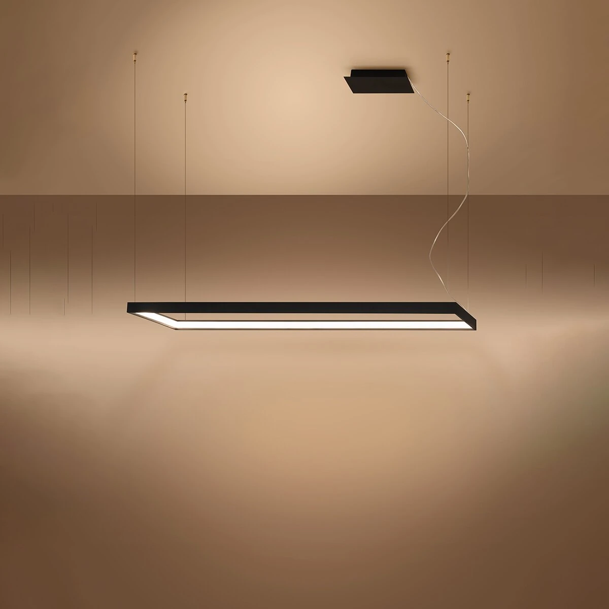 Pendant LED light 130 cm – linear, black, warm high-CRI light