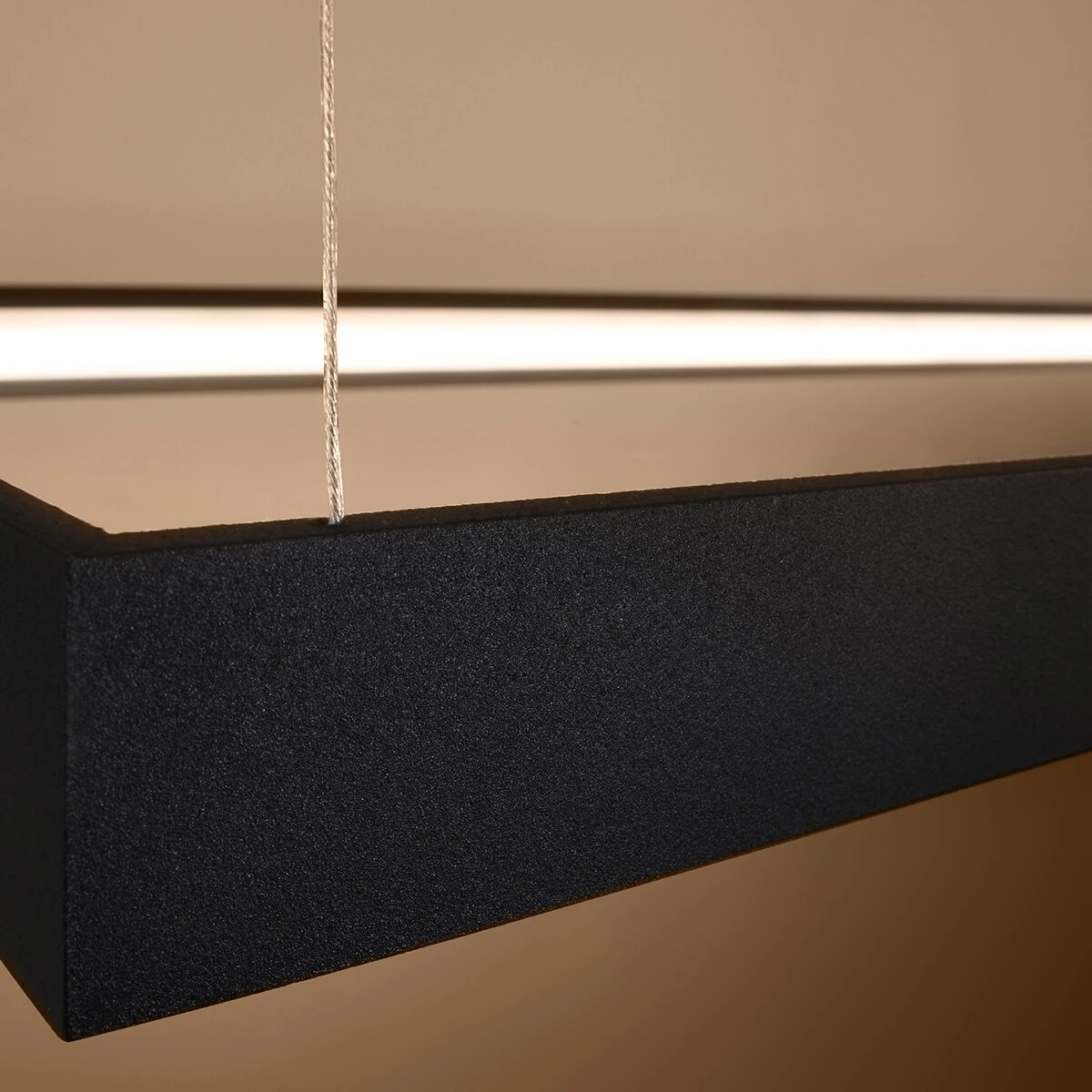 Pendant LED light 130 cm – linear, black, warm high-CRI light