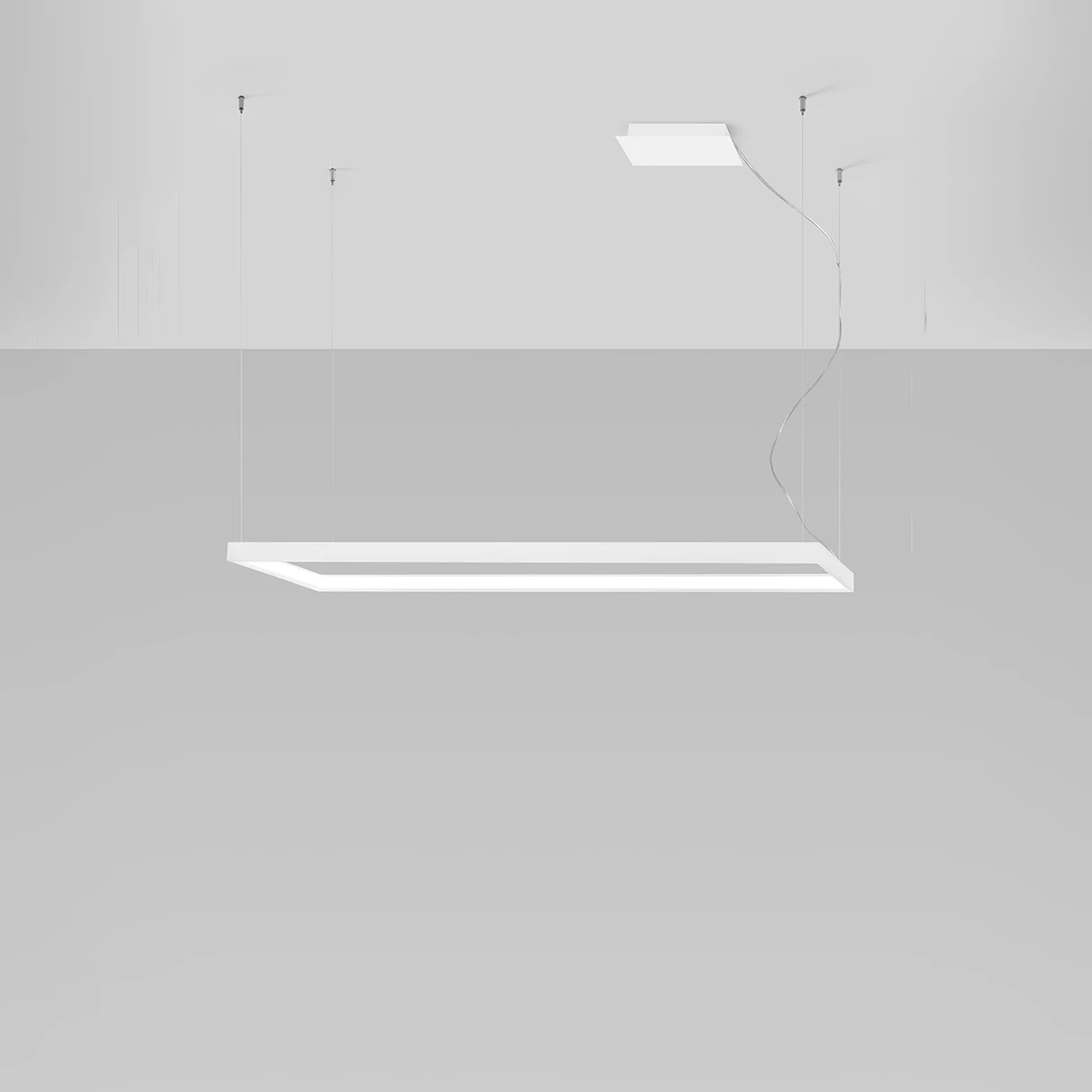Pakabinamas LED šviestuvas 130 cm – stačiakampis, baltas, CRI93