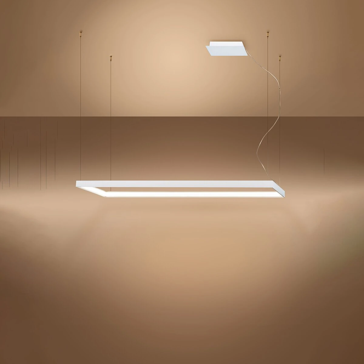 Pakabinamas LED šviestuvas 130 cm – stačiakampis, baltas, CRI93