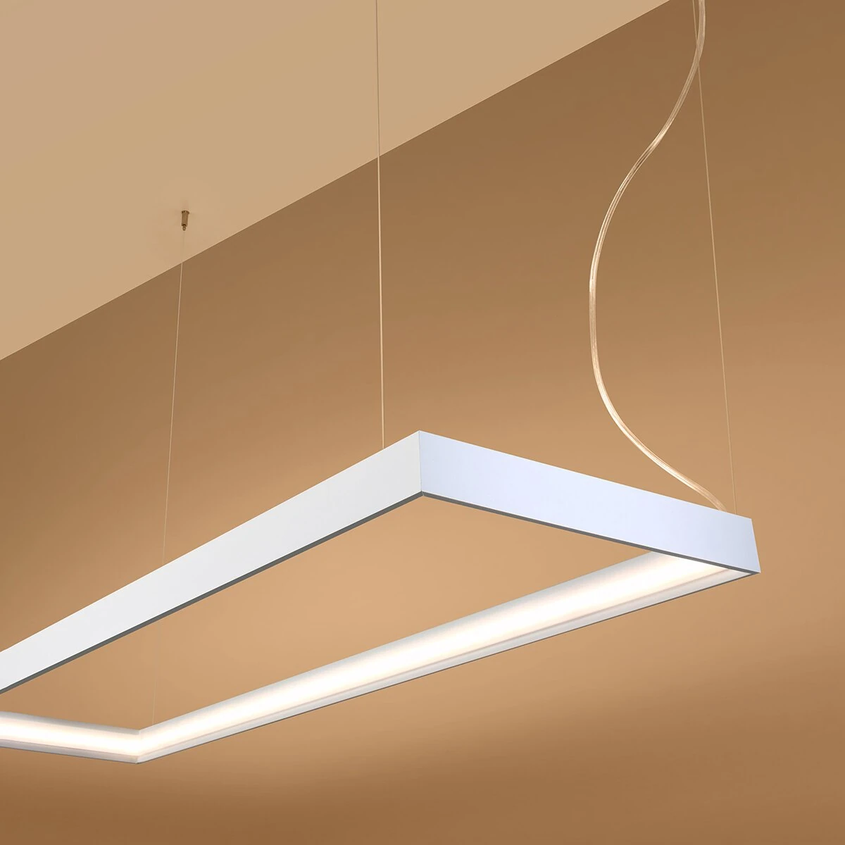 Pakabinamas LED šviestuvas 130 cm – stačiakampis, baltas, CRI93