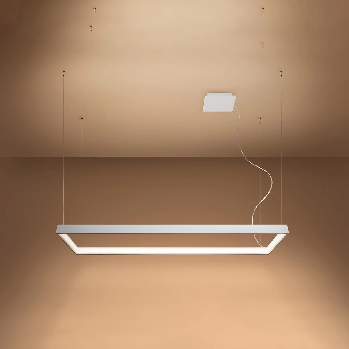 Pakabinamas LED šviestuvas 130 cm – stačiakampis, baltas, CRI93